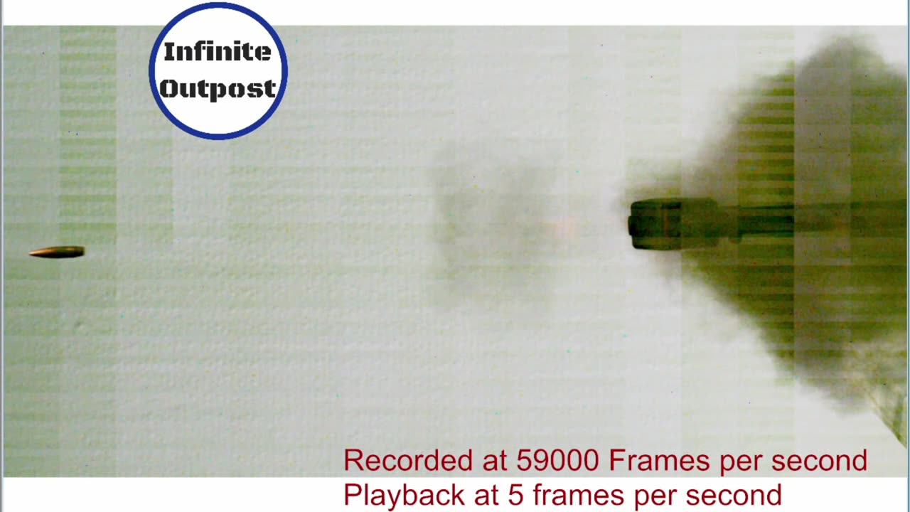 High Speed Camera catches 50bmg at 59000fps - Playback at 5fps