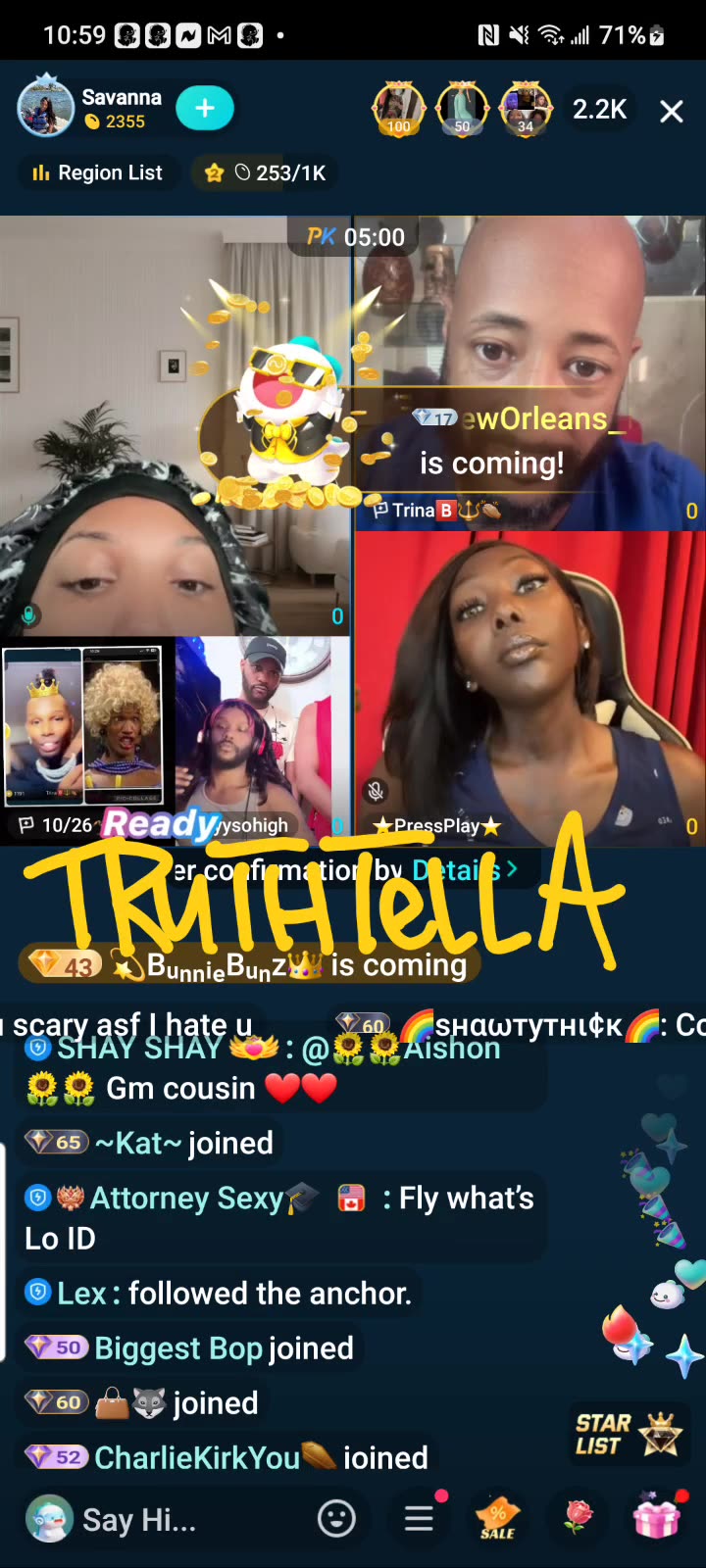 SAVANNA MARIA GARCIA TEAM PK VS MADAM LO THEN GOES TO KNOCK ON LIZ DOOR FOR PYT