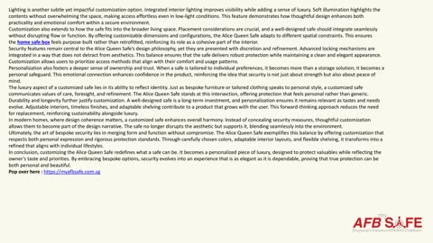 The Art of Bespoke Security: Customizing Your Alice Queen Safe to Reflect Your Personal Style