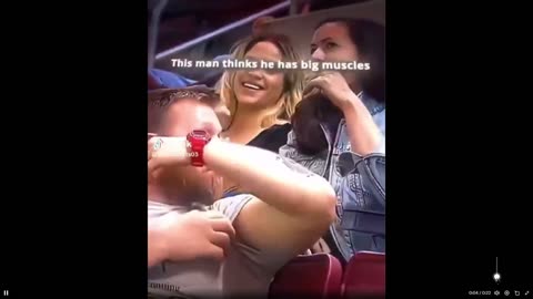 She has bigger muscles than he does and he tried to flex to the world on vid