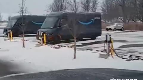 “Amazon’s electric vans are charging in the snow… using a giant DIESEL generator."