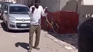 The fake African Muslim asylum seeker defaced a church in Italy with Arabic writings.