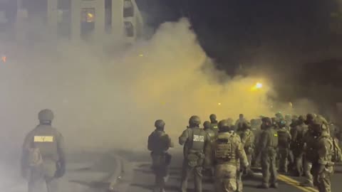 This is the scene as Portland ICE uses crown control munitions to disperse the crowd