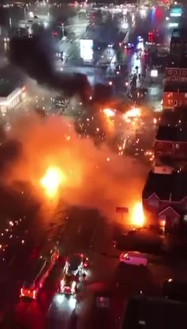 Aerial Footage Shows Debris Field After Medical Jet Crashes In Northeast Philadelphia