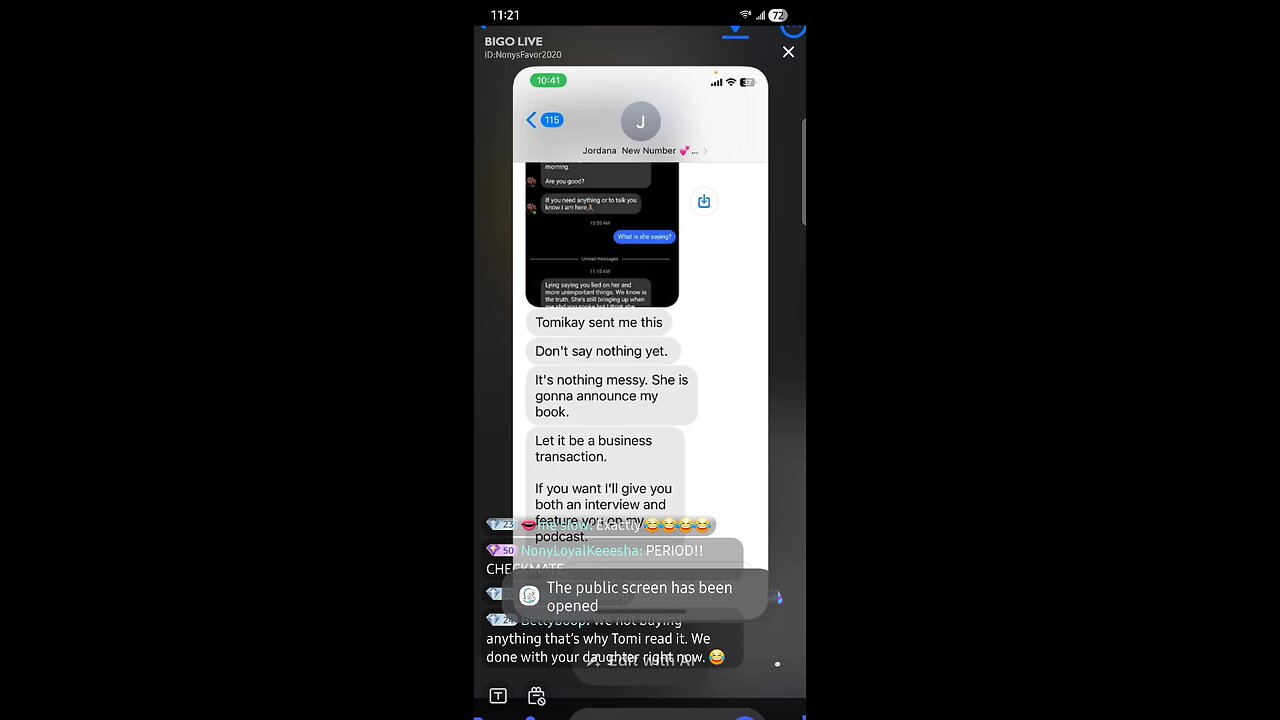 NONY SHOW MESSAGES OF TOMI TEXTING HER DAUGHTER