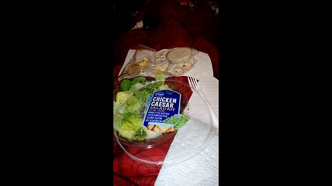 Eating Kroger Chicken Caesar Salad Kit For One, Dbn, MI, 2/1/25