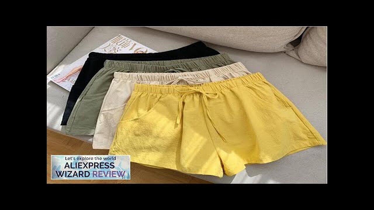 Casual Linen Shorts Women Gym Workout Shorts Cotton Short Pants High Waisted Review