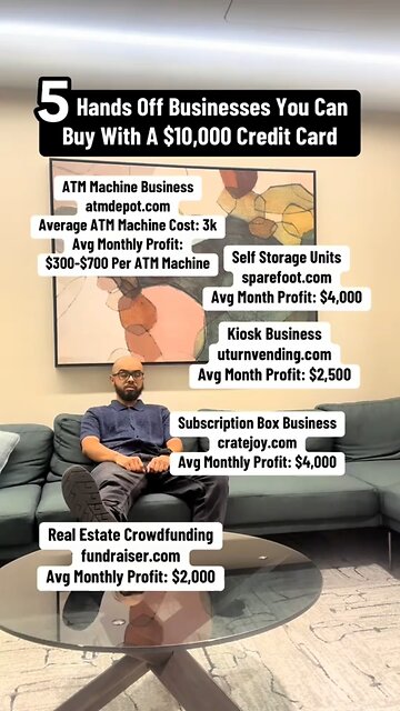5 Hands Off Businesses You Can Buy With A $10,000 Credit Card
