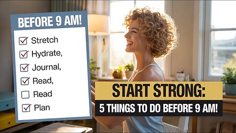 Start Strong: 5 Things To Do Before 9 AM! #MorningRoutine #StartStrong #productivity #5things
