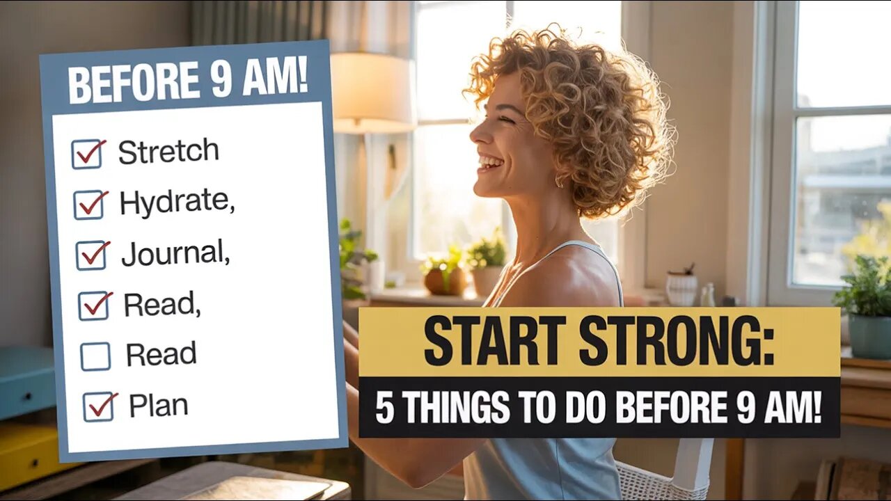 Start Strong: 5 Things To Do Before 9 AM! #MorningRoutine #StartStrong #productivity #5things