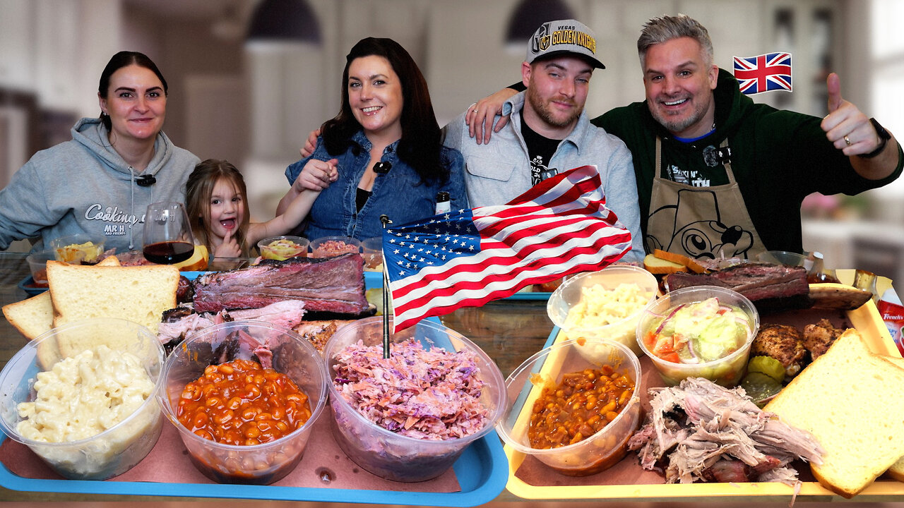 Brits Cook American BBQ Platter for Our Neighbours ! BIGGEST Challenge Yet!