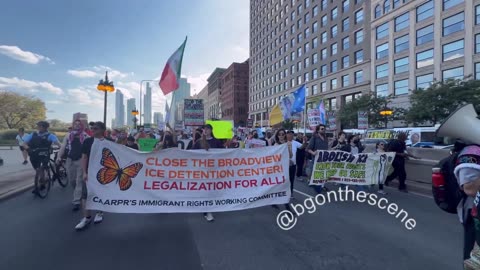 Mob of Mostly White Leftist women & Illegals march thru Chicago today protesting ICE facility 