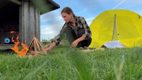 Overnight Alone – Fire, Cooking & Morning Breakfast 🌲 SOLO IN SCANDINAVIAN NATURE
