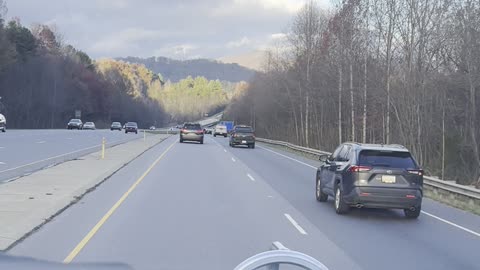 Truck driving in the mountains