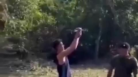 An unsuccessful experiment with hanging ammunition on a quadcopter of local Guerrillas in Myanmar