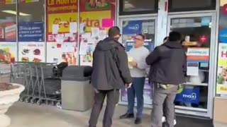 A DHS agent is investigating a potential illegal alien in front of La Huerta while Paloma