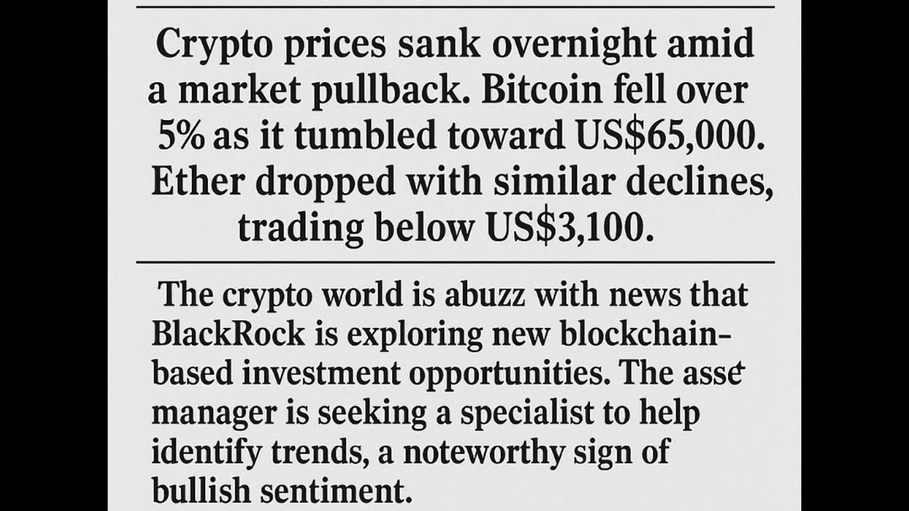 60 Second Crypto News – Powered by OrangeBrickRoad.com.au 🌍 Markets under pressure