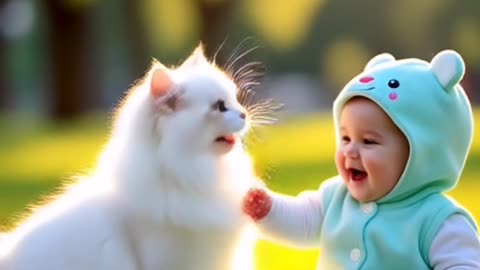 😻 Cute Cat Playing with Baby 🍼 | Adorable & Heartwarming Moment 🐱❤️ #Viral #WildNovaAI
