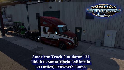 American Truck Simulator 131, Ukiah to Santa Maria California, 383 miles, Kenworth, 60fps
