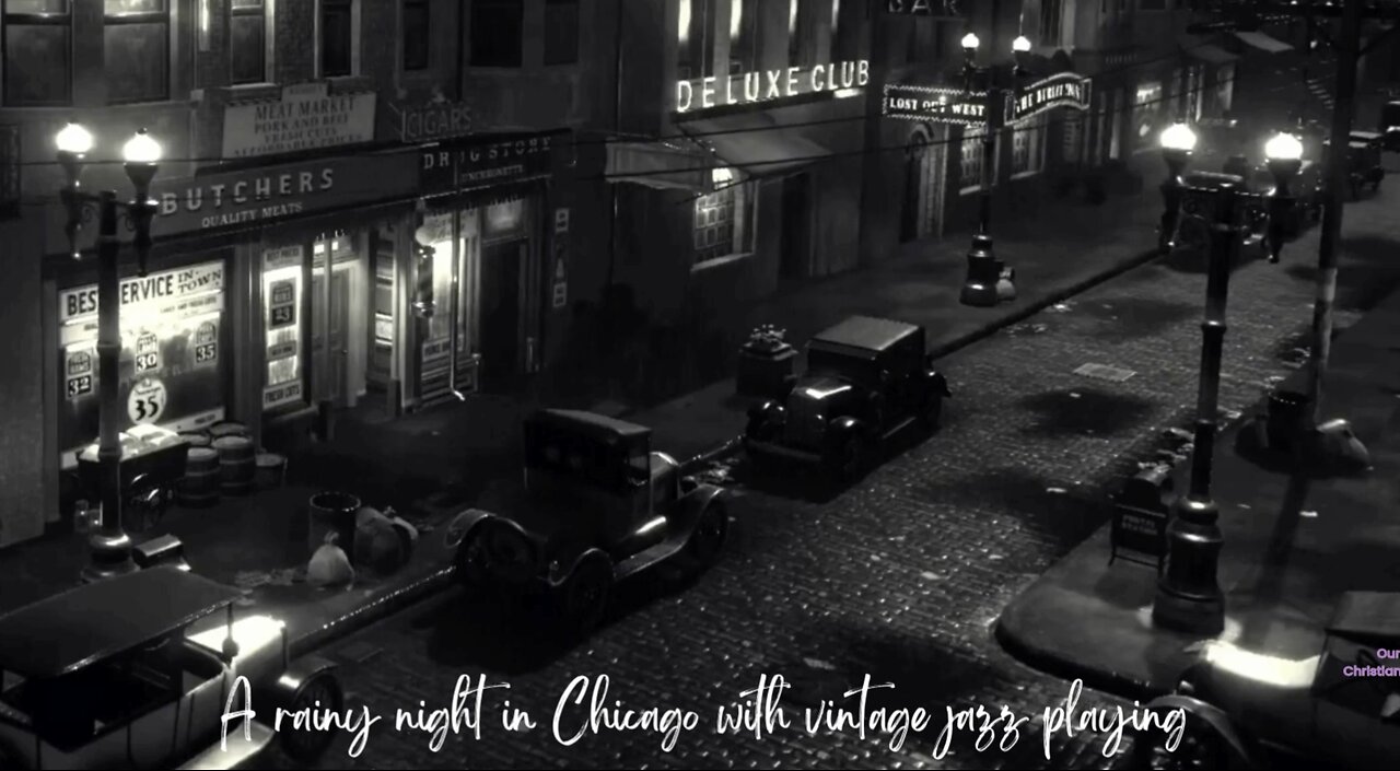 🎷A rainy night in Chicago 🌧️ with vintage jazz playing🎶