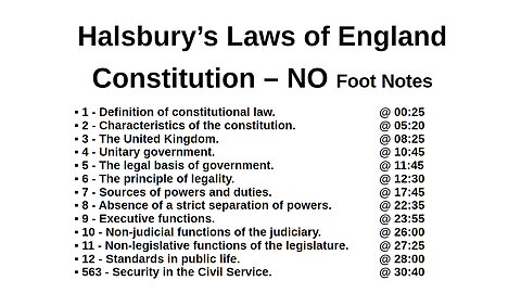 Halsbury’s Laws of England – Constitution – No Foot Notes