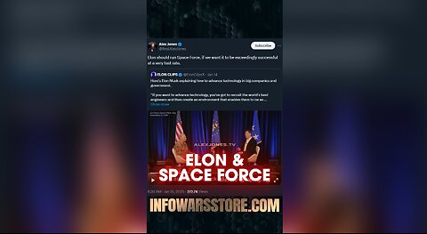 Elon Musk Should Run Trump's Space Force - Alex Jones on X