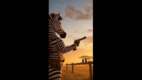 Zebra with a gun