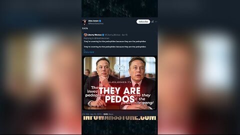 They're Covering For Pedos Because They're Pedos - Alex Jones on X