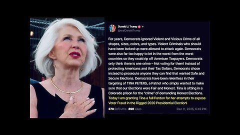 Watch as We See Real Law and Order Return To Colorado - Trump Pardons Tina Peters