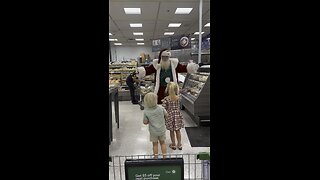 Santa grocery shops on Christmas Eve