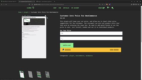 WordPress Customer Sets Price Plugin