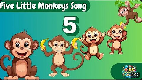 Five Little Monkeys Jumping on the Bed • Nursery Rhymes Song • Cartoon Kids Songs • Kids Imagination