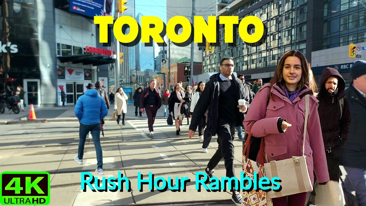 【4K】Downtown Toronto Rush Hour in Chilly Spring Canada 🇨🇦