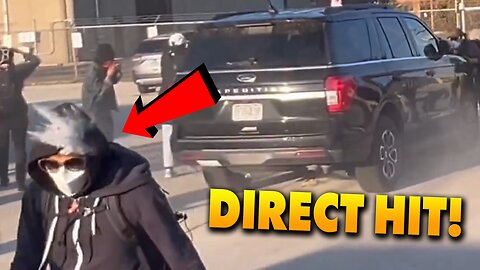 Antifatard gets PEPPER BALL TO THE HEAD as fellow comrades FAIL to stop ICE vehicles from advancing