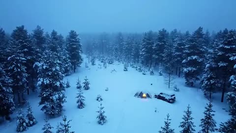 They Survived a Blizzard | Hot Tent Camping with Stove in Heavy Snowfall