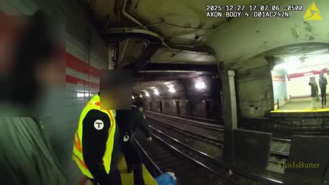 Bodycam shows two Cambridge police officers jumping onto the tracks to save a man who had fallen