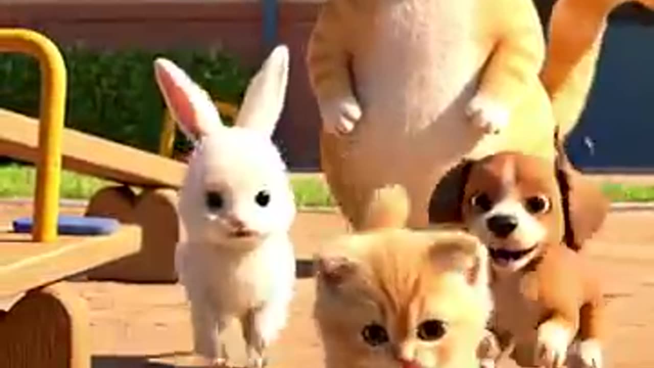 The kitten playing with a ball