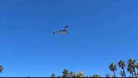 Helicopter crash in Huntington Beach, California.