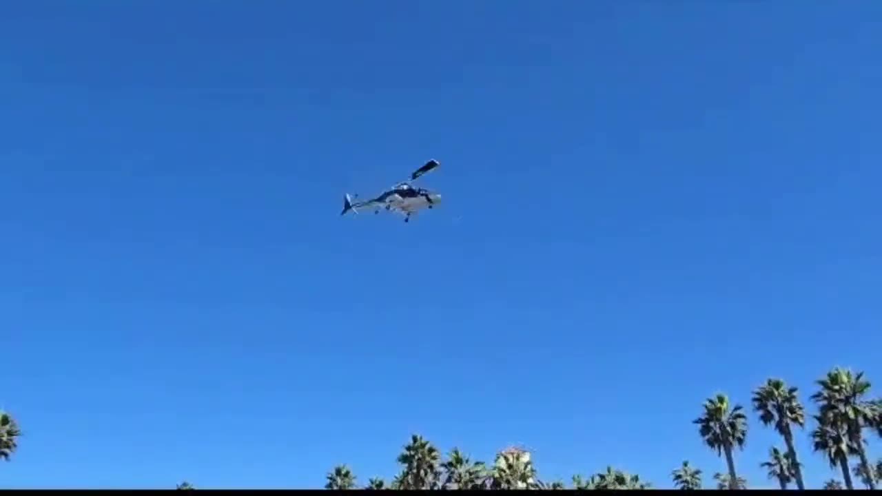 Helicopter crash in Huntington Beach, California.