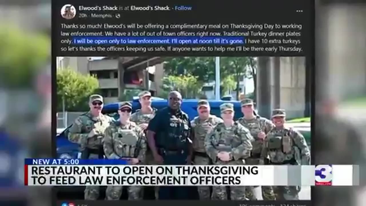 Memphis business owner faces backlash for feeding public servants on Thanksgiving