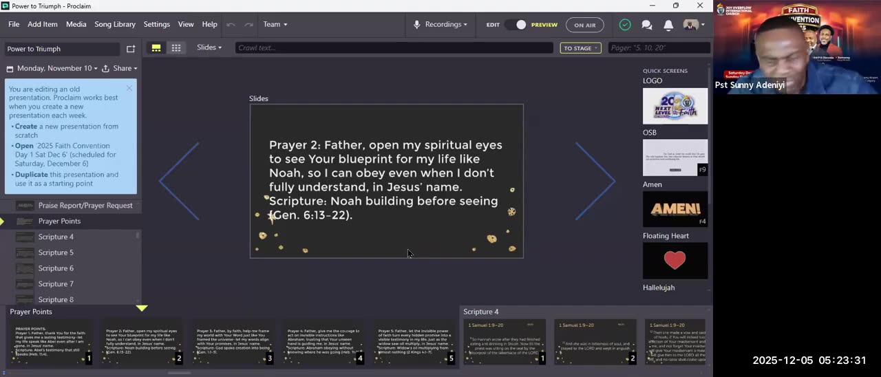 Power To Triumph || December 5, 2025 || “Faith: The Invisible Architect of God’s Realities”