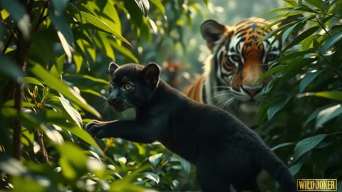 The baby panther and the tiger.🐅