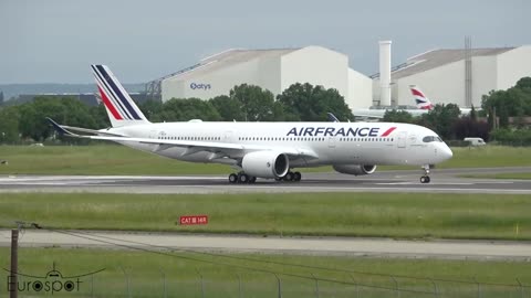 Aborted takeoff of an Air France Airbus A350-900 at Toulouse Airport (France)