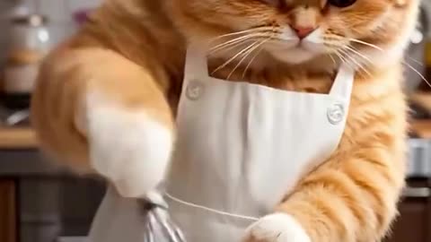 Orange cat cooking egg roti #cat #cooking #ai #shorts