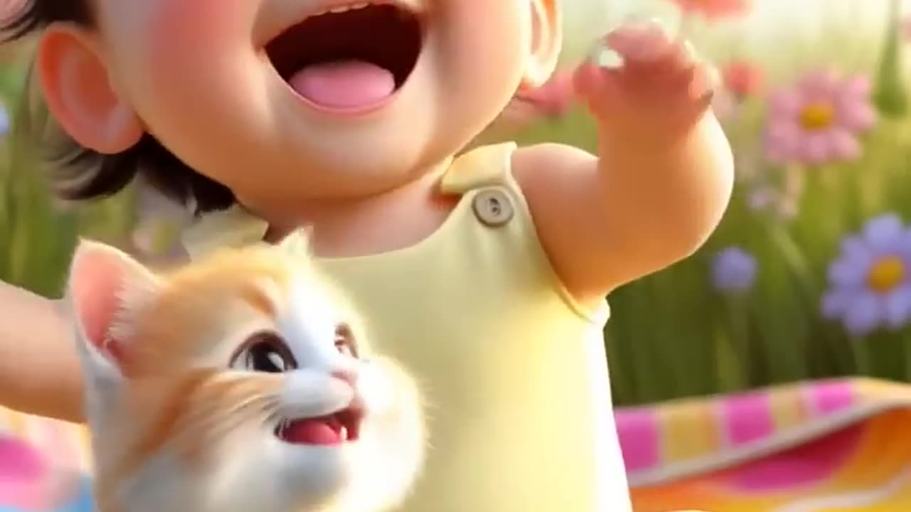 Baby & Kitten Can_t Stop Laughing at Farts! 🤣 Cutest Picnic Ever! #shorts #baby #catvideos