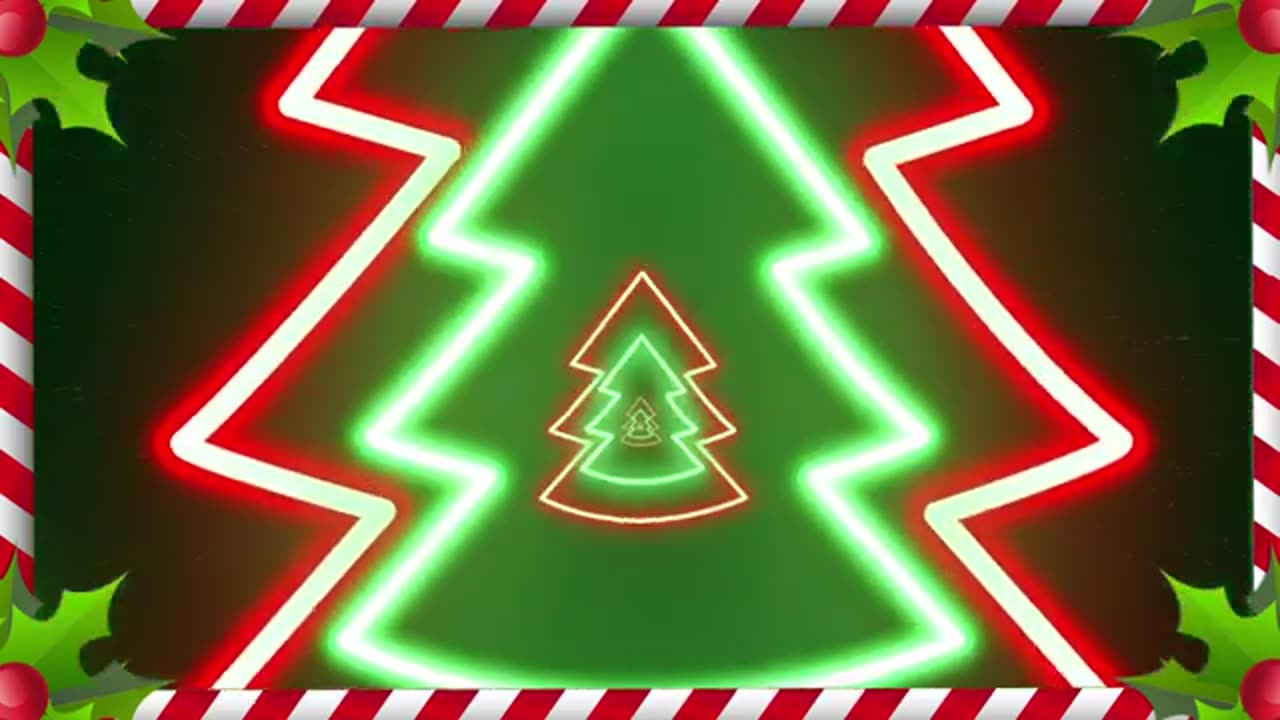 Red and green Christmas Tree 2024 VJ loop neon glow Xmas