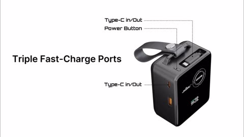 FluxGo Pro65W Solid-State Power Bank with Retractable Cable by FluxGo