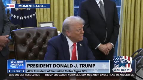 President Trump reacts to a reporter’s question on Hamas