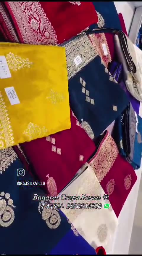 Banaras Crape Sarees @Just ₹ 4450/- ORDER WhatsApp 098806 44290