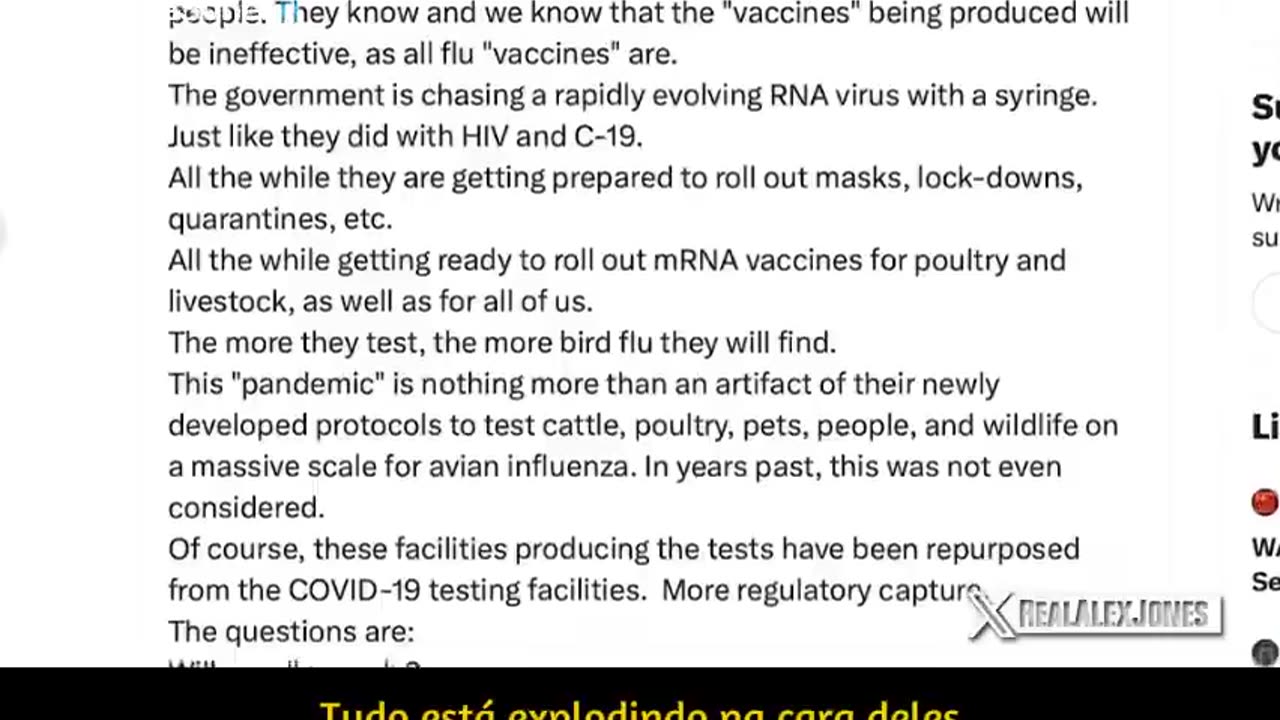 Relatório sobre gripe aviária! O Deep State/Big Pharma lançou uma operação de guerra psicológica